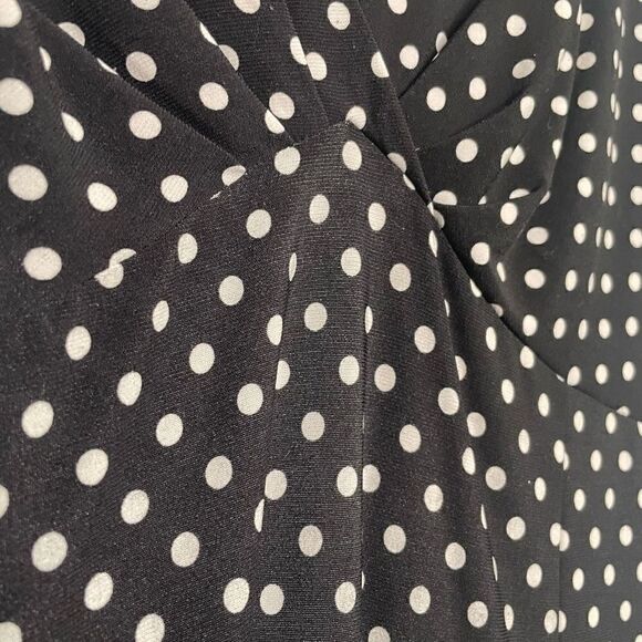 Chaps Ralph Lauren Women’s Front Black White Polka Dot Short Sleeve Size L - Picture 4 of 7